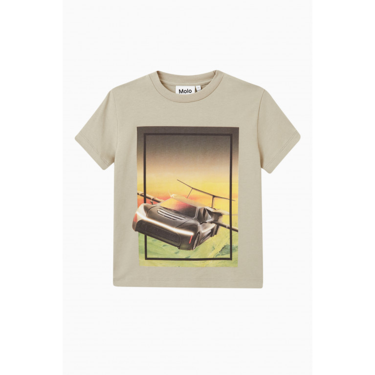 Molo - Flying Car T-shirt in Organic Cotton White