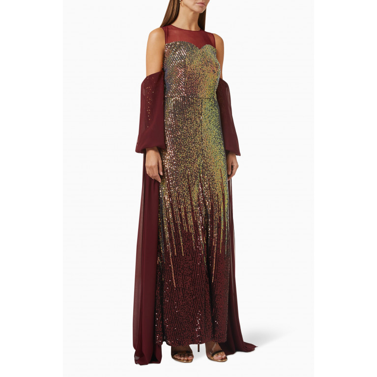 Amri - Sequin-embellished Maxi Dress Red