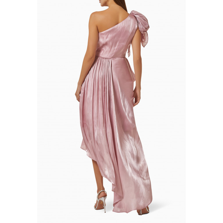 Amri - Asymmetric One-shoulder Midi Dress Pink