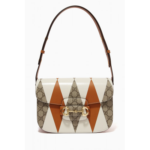 Gucci - Small Horsebit 1955 Shoulder Bag in GG Supreme Canvas & Leather