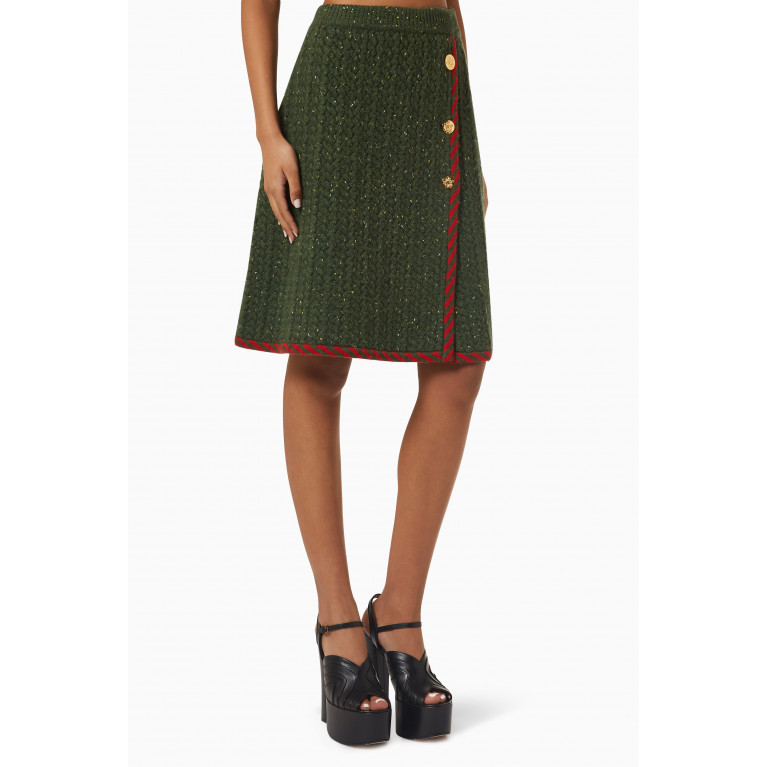 Gucci - Cable-knit Midi Skirt in Wool