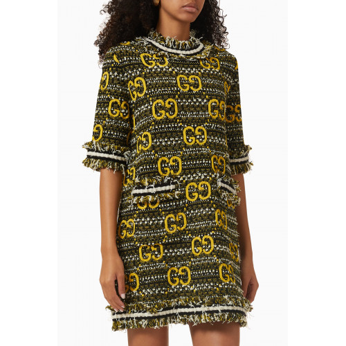 Gucci - GG Fringe-trim Mini Dress in Wool-knit