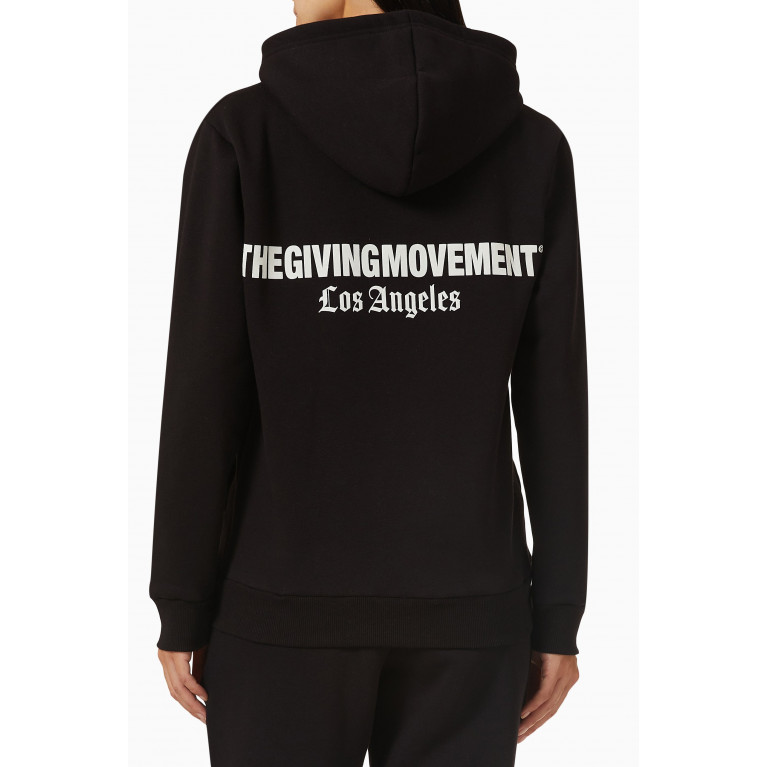 The Giving Movement - LA Print Zip Hoodie in Organic Fleece Black