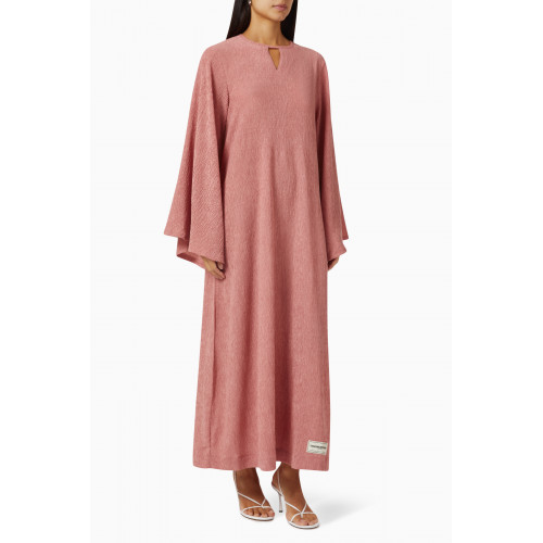 The Giving Movement - Modest Frill-sleeve Maxi Dress in RE-CRINK100© Pink