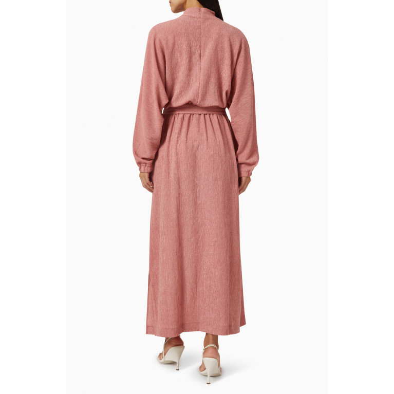 The Giving Movement - Modest Batwing-sleeve Maxi Dress in RE-CRINK100© Pink