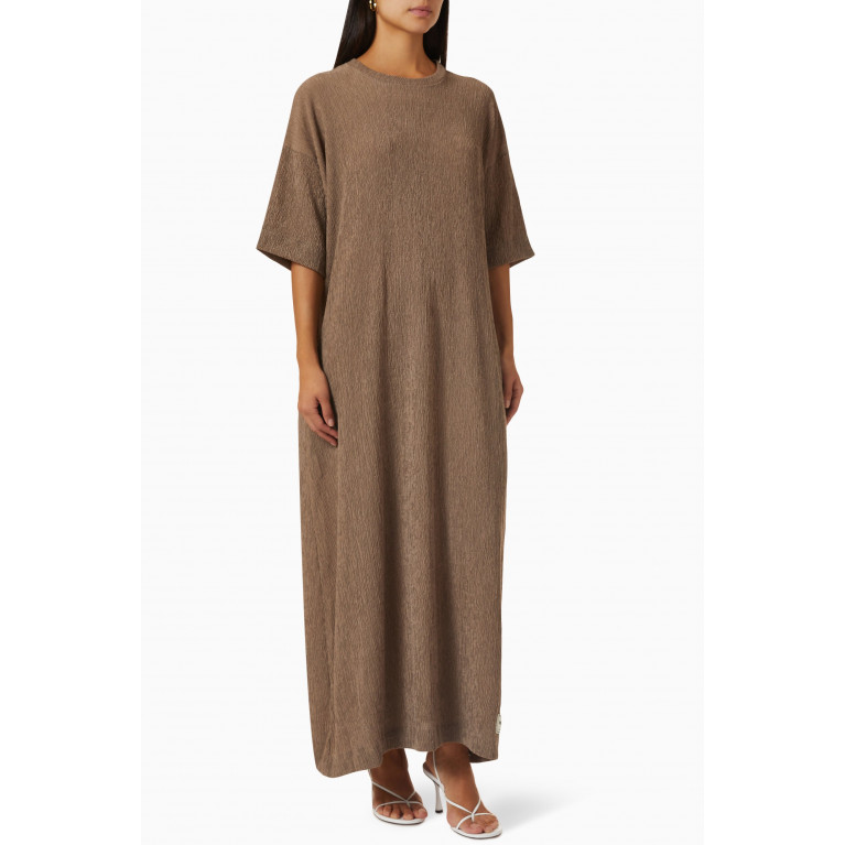 The Giving Movement - Modest Maxi Dress in RE-CRINK100© Brown