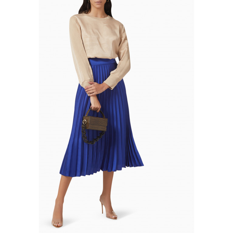 Hukka - Pleated Midi Skirt in Satin