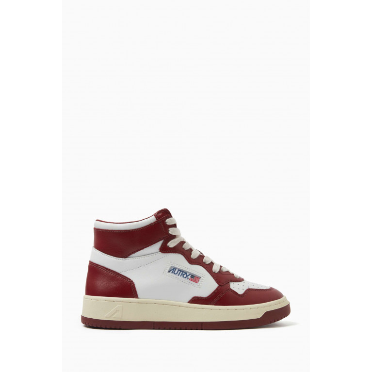Autry - Medalist Mid-top Sneakers in Leather Red