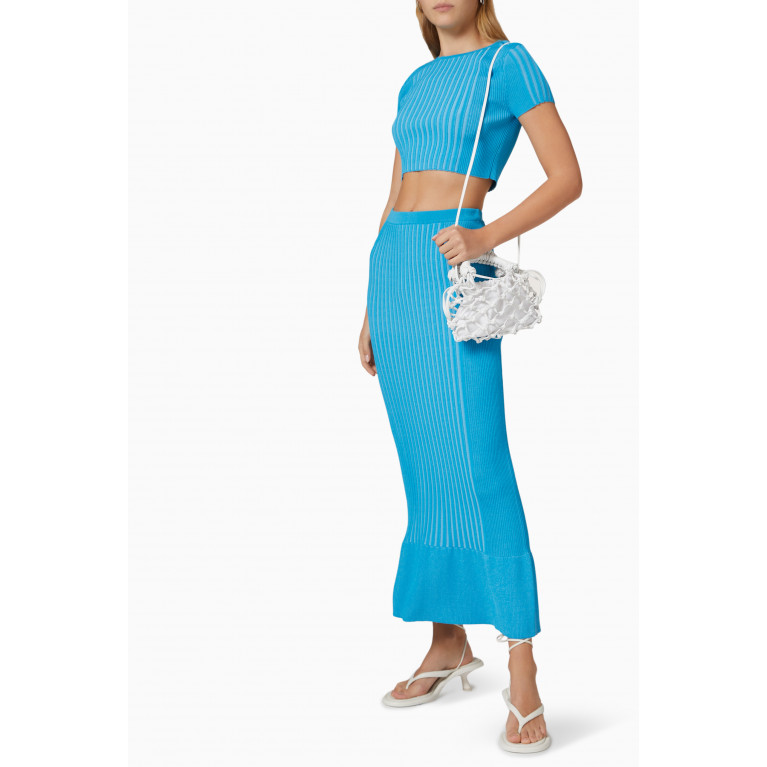 Simon Miller - Lottie Ribbed Skirt in Viscose-blend Knit Blue