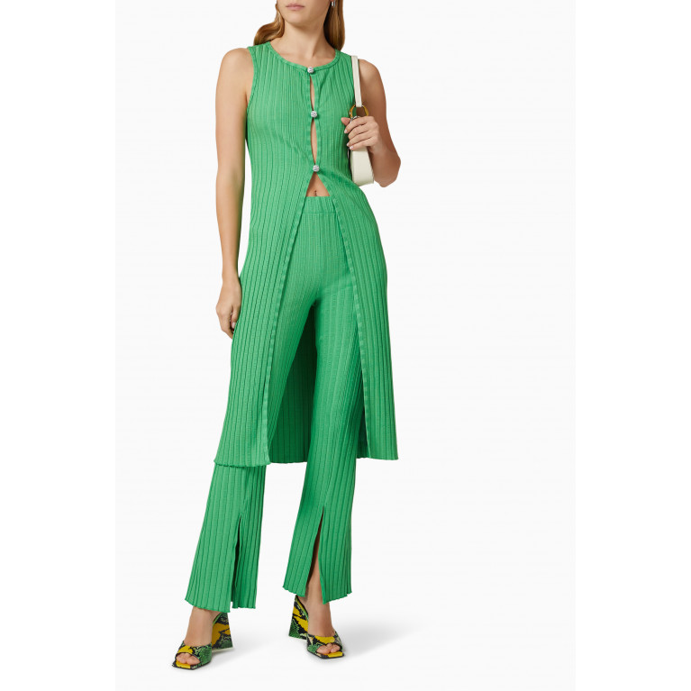 Simon Miller - Swish Ribbed Pants in Stretch-viscose Green