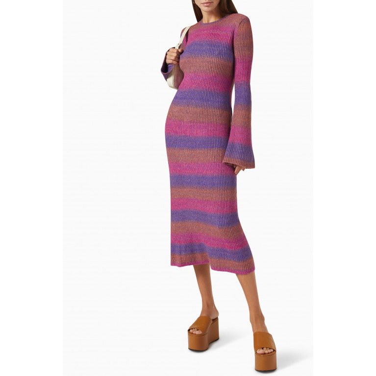 Simon Miller - Axon Striped Midi Dress in Wool-blend Knit