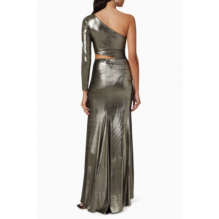 Nicole Bakti - One-shoulder Metallic Gown