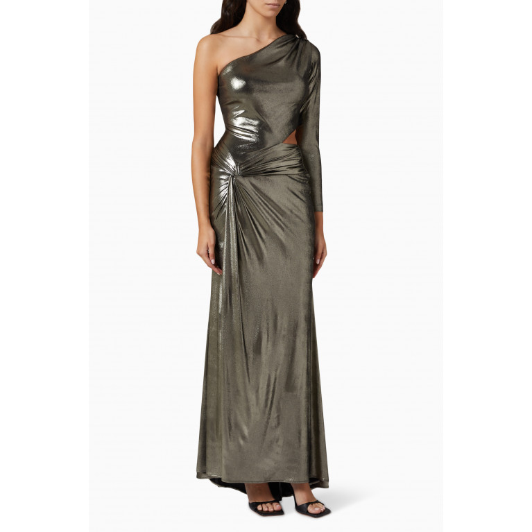 Nicole Bakti - One-shoulder Metallic Gown
