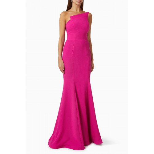 Nicole Bakti - Structured Strapless Gown in Pebbled Crepe Pink