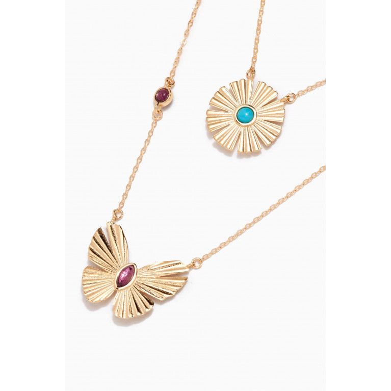 Damas - Farfasha Sunkiss Amethyst & Turquoise Necklace in 18kt Gold