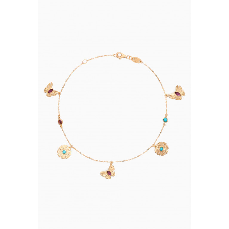 Damas - Farfasha Sunkiss Amethyst & Turquoise Anklet in 18kt Gold