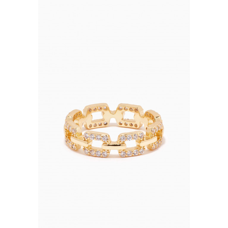 CZ by Kenneth Jay Lane - CZ Pavé Link Ring in 14kt Gold-plated Brass