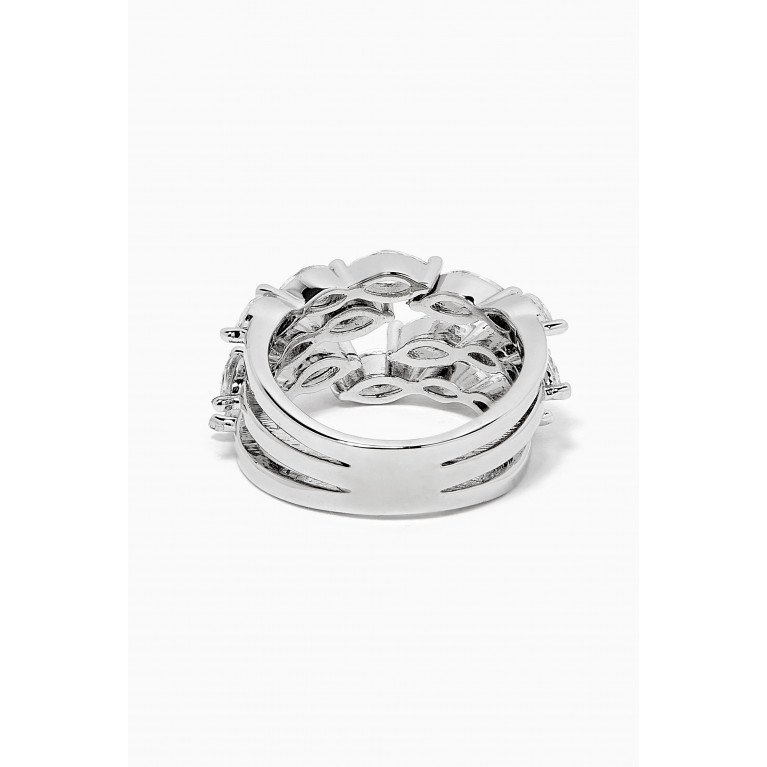CZ by Kenneth Jay Lane - CZ Triple-row Marquise Ring in Rhodium-plated Brass