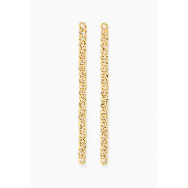 CZ by Kenneth Jay Lane - CZ Pavé Chain-link Drop Earrings in 14kt Gold-plated Brass