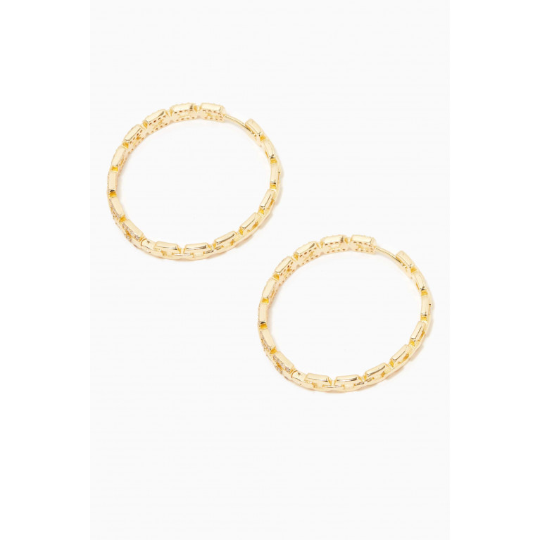 CZ by Kenneth Jay Lane - CZ Link Hoop Earrings in 14kt Gold-plated Brass