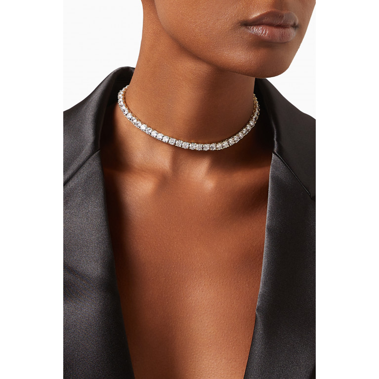 CZ by Kenneth Jay Lane - CZ Round-cut Pavé Choker in 14kt Gold-plated Brass Gold