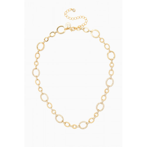 CZ by Kenneth Jay Lane - Pavé Oval-link Necklace in 14kt Gold-plated Brass