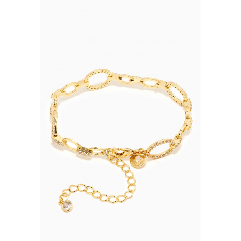 CZ by Kenneth Jay Lane - CZ Pavé Oval-link Bracelet in 14kt Gold-plated Brass