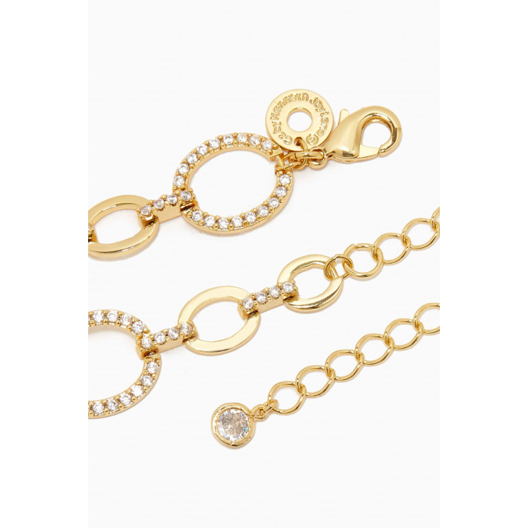 CZ by Kenneth Jay Lane - CZ Pavé Oval-link Bracelet in 14kt Gold-plated Brass