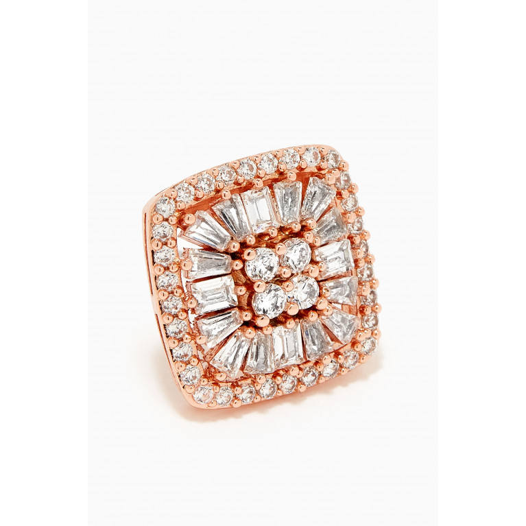 CZ by Kenneth Jay Lane - CZ Square Stud Earrings in Rose Gold-plated Brass Rose Gold