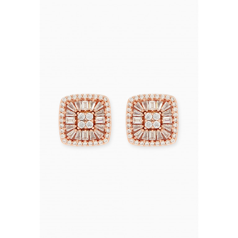 CZ by Kenneth Jay Lane - CZ Square Stud Earrings in Rose Gold-plated Brass Rose Gold
