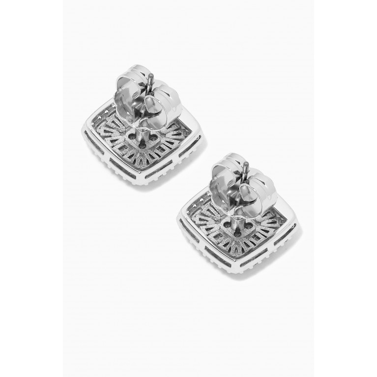 CZ by Kenneth Jay Lane - CZ Square Stud Earrings in Rhodium-plated Brass Silver