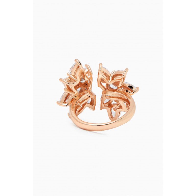 CZ by Kenneth Jay Lane - CZ Pear-cut Cluster Open Ring in 18kt Rose-gold Plated Brass Rose Gold