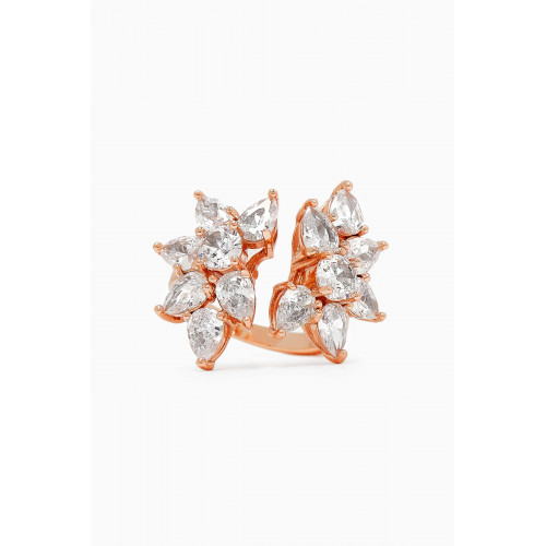 CZ by Kenneth Jay Lane - CZ Pear-cut Cluster Open Ring in 18kt Rose-gold Plated Brass Rose Gold