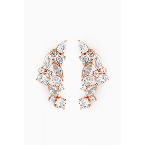 CZ by Kenneth Jay Lane - CZ Boomerang Crystal Earrings in 18kt Rose Gold-plated Brass Rose Gold