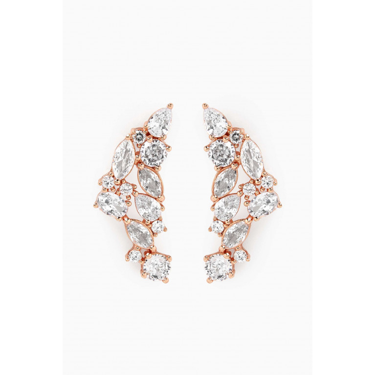 CZ by Kenneth Jay Lane - CZ Boomerang Crystal Earrings in 18kt Rose Gold-plated Brass Rose Gold