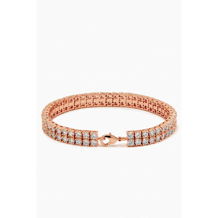 CZ by Kenneth Jay Lane - CZ Double-row Tennis Bracelet in Rhodium-plated Brass Rose Gold