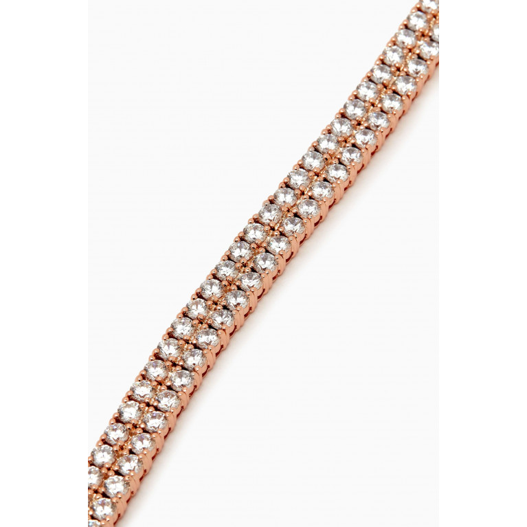 CZ by Kenneth Jay Lane - CZ Double-row Tennis Bracelet in Rhodium-plated Brass Rose Gold