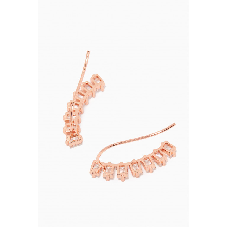 CZ by Kenneth Jay Lane - Baguette-cut Crawler Earrings in Rose Gold-plated Brass Rose Gold