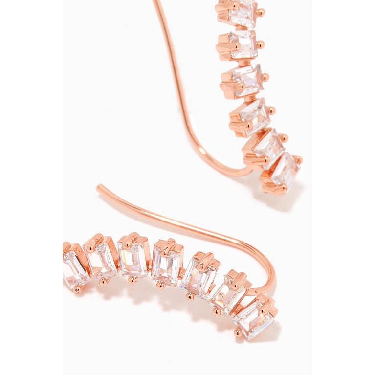 CZ by Kenneth Jay Lane - Baguette-cut Crawler Earrings in Rose Gold-plated Brass Rose Gold
