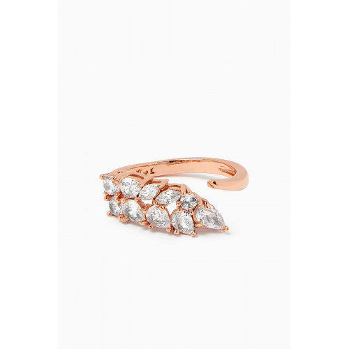 CZ by Kenneth Jay Lane - CZ Multi-shape Cluster Open Ring in 18kt Rose-gold Plated Brass Rose Gold