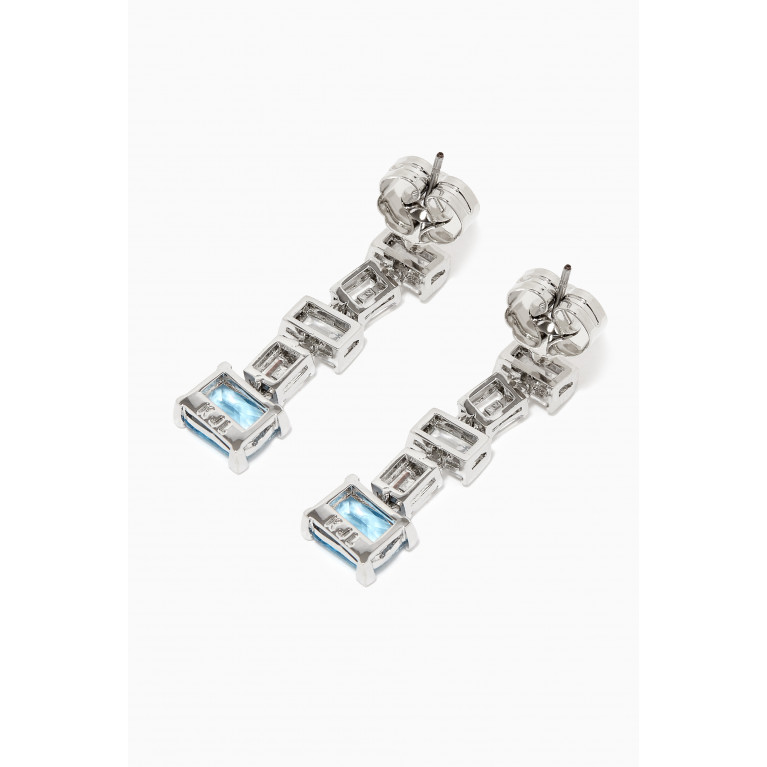 CZ by Kenneth Jay Lane - CZ Baguette-cut Crystal Drop Earrings in Rhodium-plated Brass