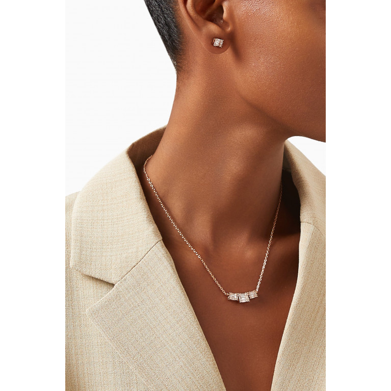 CZ by Kenneth Jay Lane - CZ Emerald-cut Necklace & Earrings Set in Rose Gold-plated Brass Rose Gold
