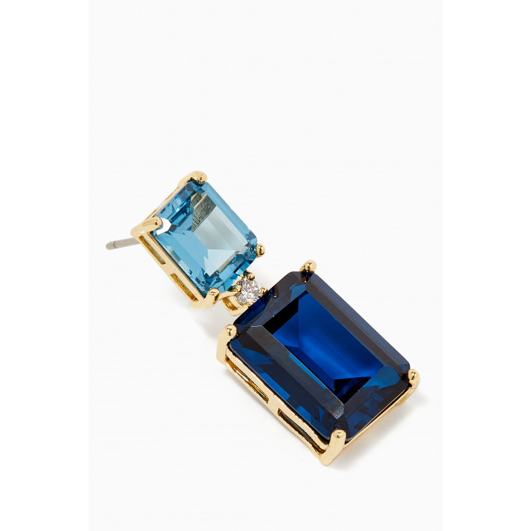 CZ by Kenneth Jay Lane - CZ Emerald-cut Crystal Drop Earrings in 14kt Gold-plated Brass Blue