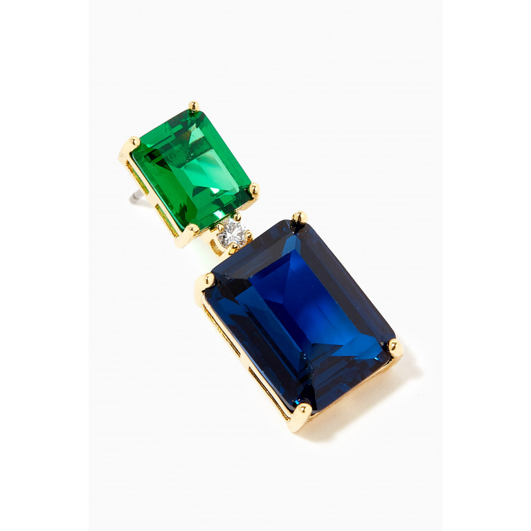 CZ by Kenneth Jay Lane - CZ Emerald-cut Crystal Drop Earrings in 14kt Gold-plated Brass Multicolour
