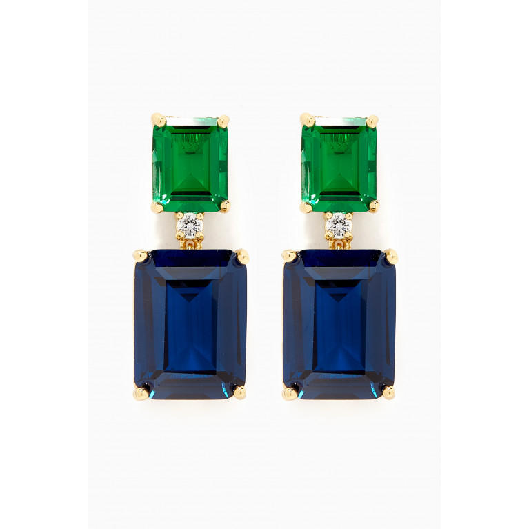 CZ by Kenneth Jay Lane - CZ Emerald-cut Crystal Drop Earrings in 14kt Gold-plated Brass Multicolour