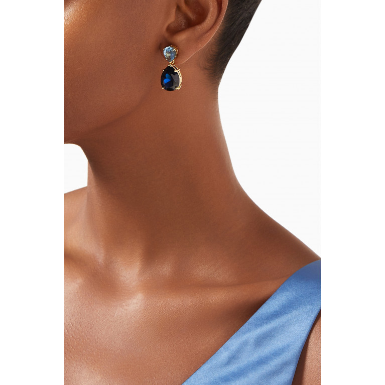CZ by Kenneth Jay Lane - Small Pear-cut Crystal Drop Earrings in 14kt Gold-plated Brass Blue