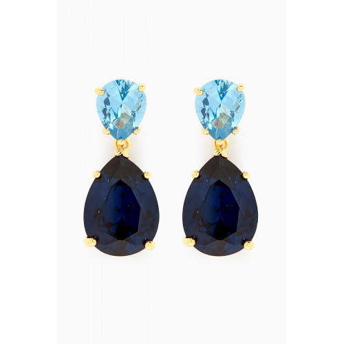 CZ by Kenneth Jay Lane - Small Pear-cut Crystal Drop Earrings in 14kt Gold-plated Brass Blue