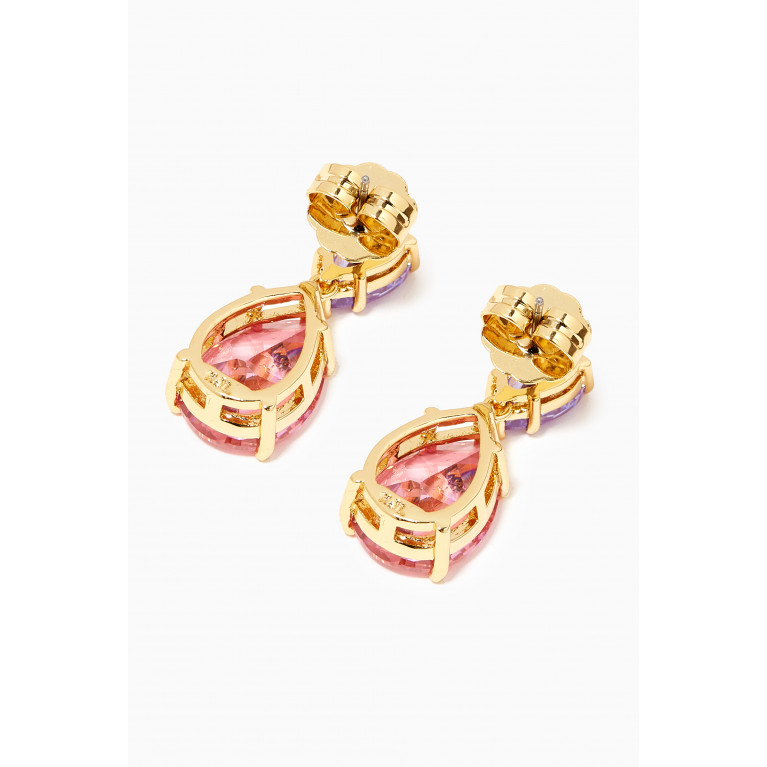 CZ by Kenneth Jay Lane - Small Pear-cut Crystal Drop Earrings in 14kt Gold-plated Brass Multicolour