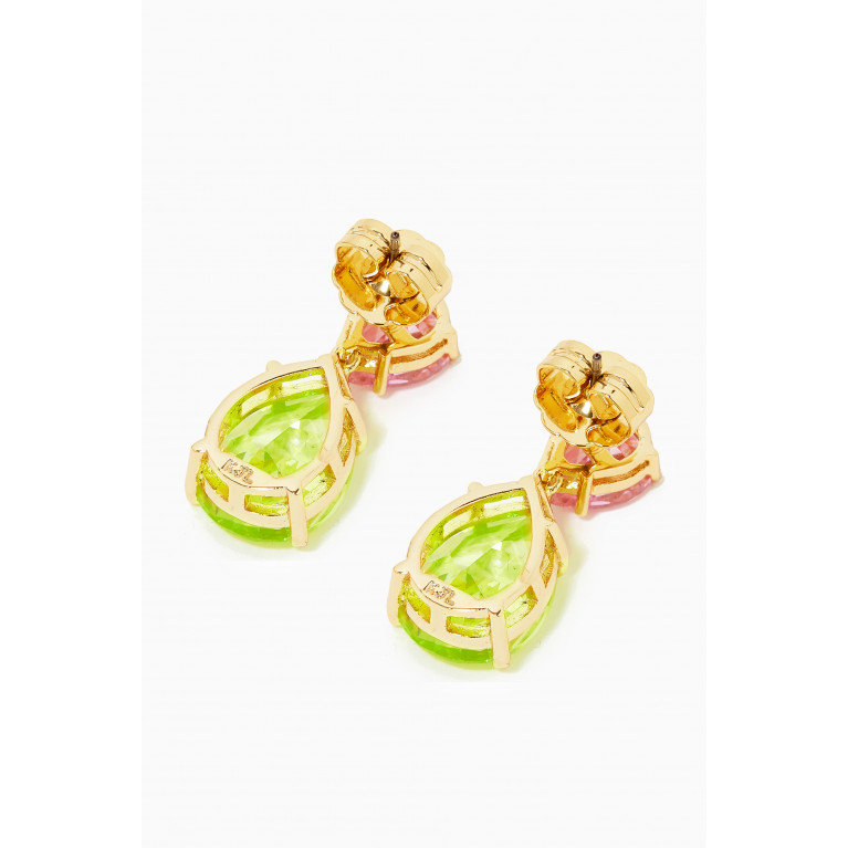 CZ by Kenneth Jay Lane - Small Pear-cut Crystal Drop Earrings in 14kt Gold-plated Brass Multicolour