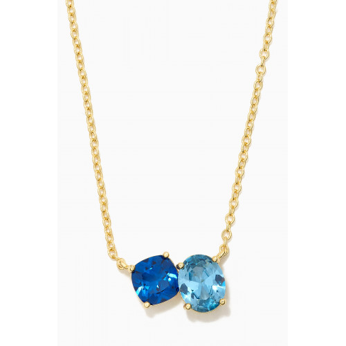 CZ by Kenneth Jay Lane - CZ Two-stone Crystal Necklace in 14kt Gold-plated Brass Blue